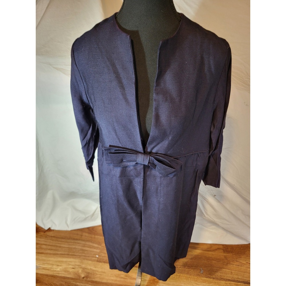 Vintage Toni Lynn Navy Blue Mod Long Sleeve Jacket Size 14